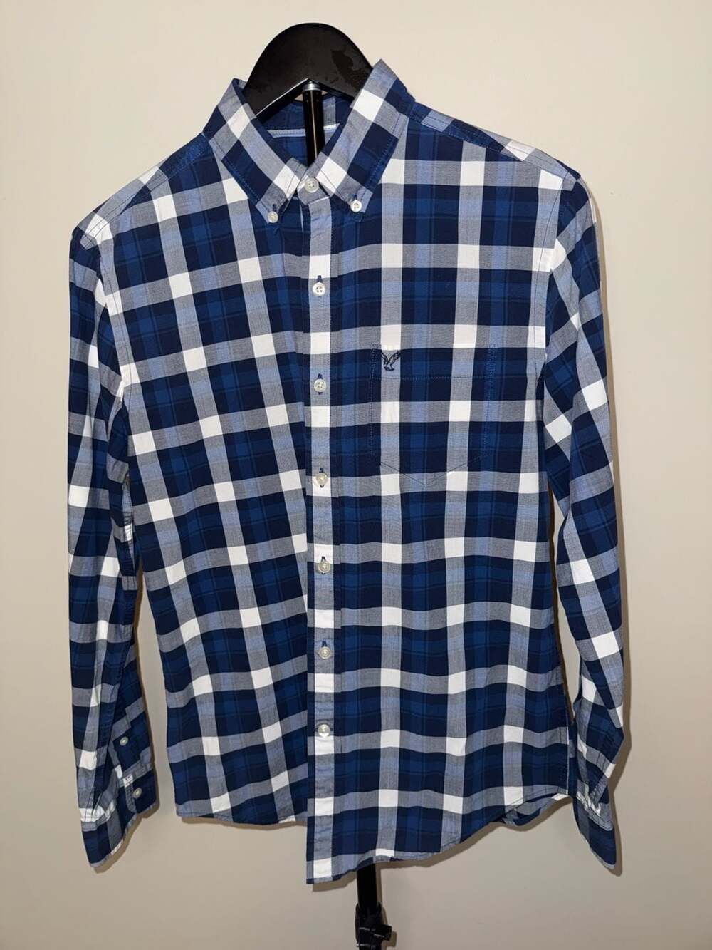 American Eagle Plaid Shirt Size S Blue Athletic Fit
